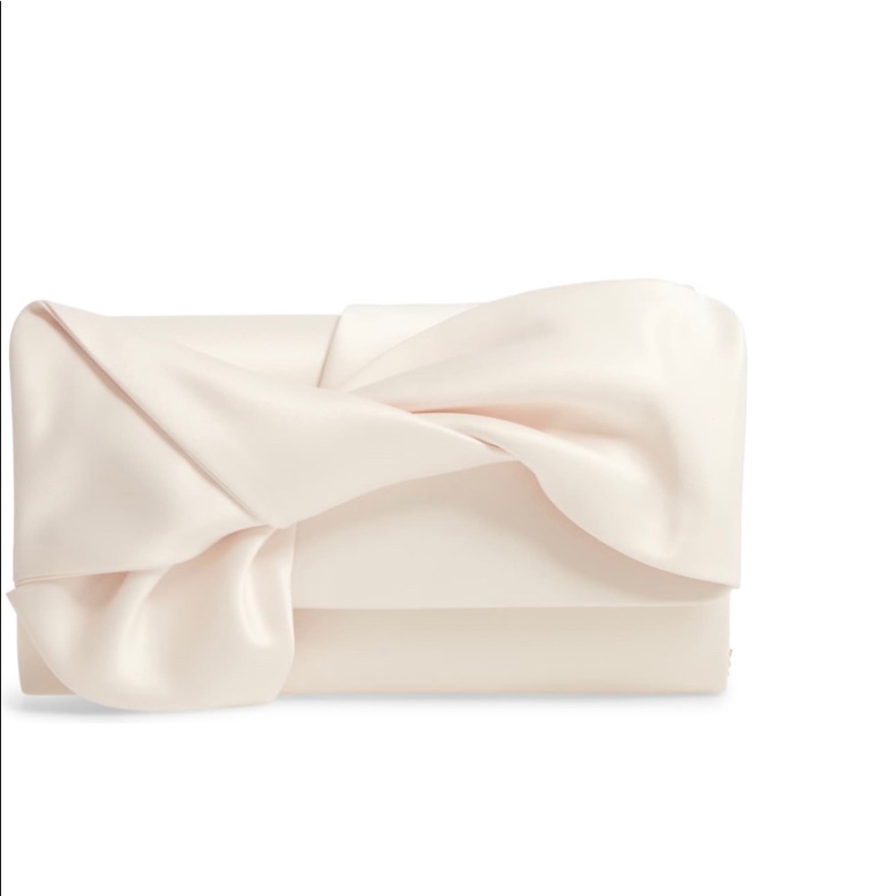 Bow Flap Satin Clutch